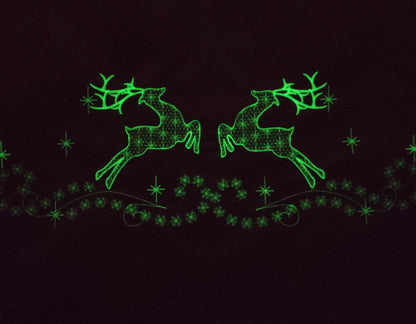 Reindeer glow in the dark machine embroidery designs Merry Christmas Deer Table runner Christmas skirt Banner Garden flag