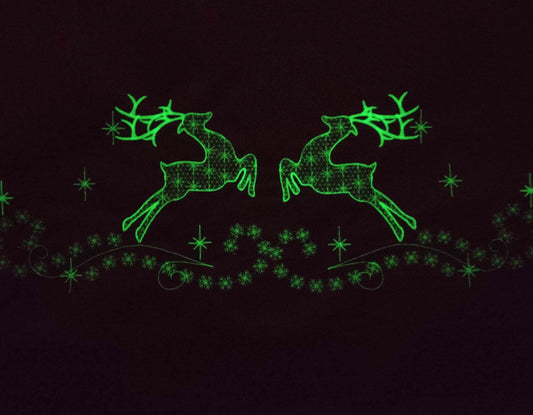 Reindeer glow in the dark machine embroidery designs Merry Christmas Deer Table runner Christmas skirt Banner Garden flag