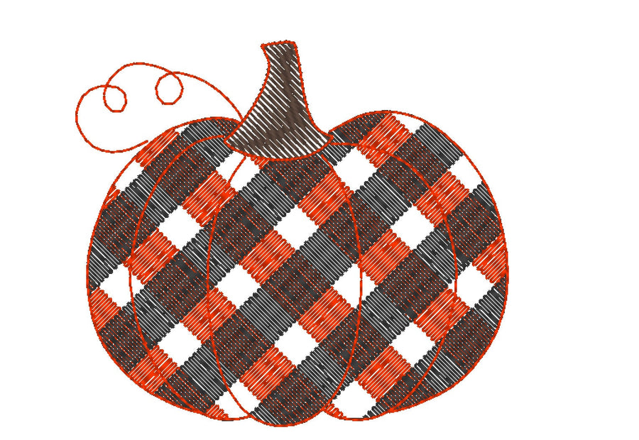 Plaid Pumpkin Machine Embroidery 2" 3" 4" 5" 6" 7" | PES DST JEF | Artapli