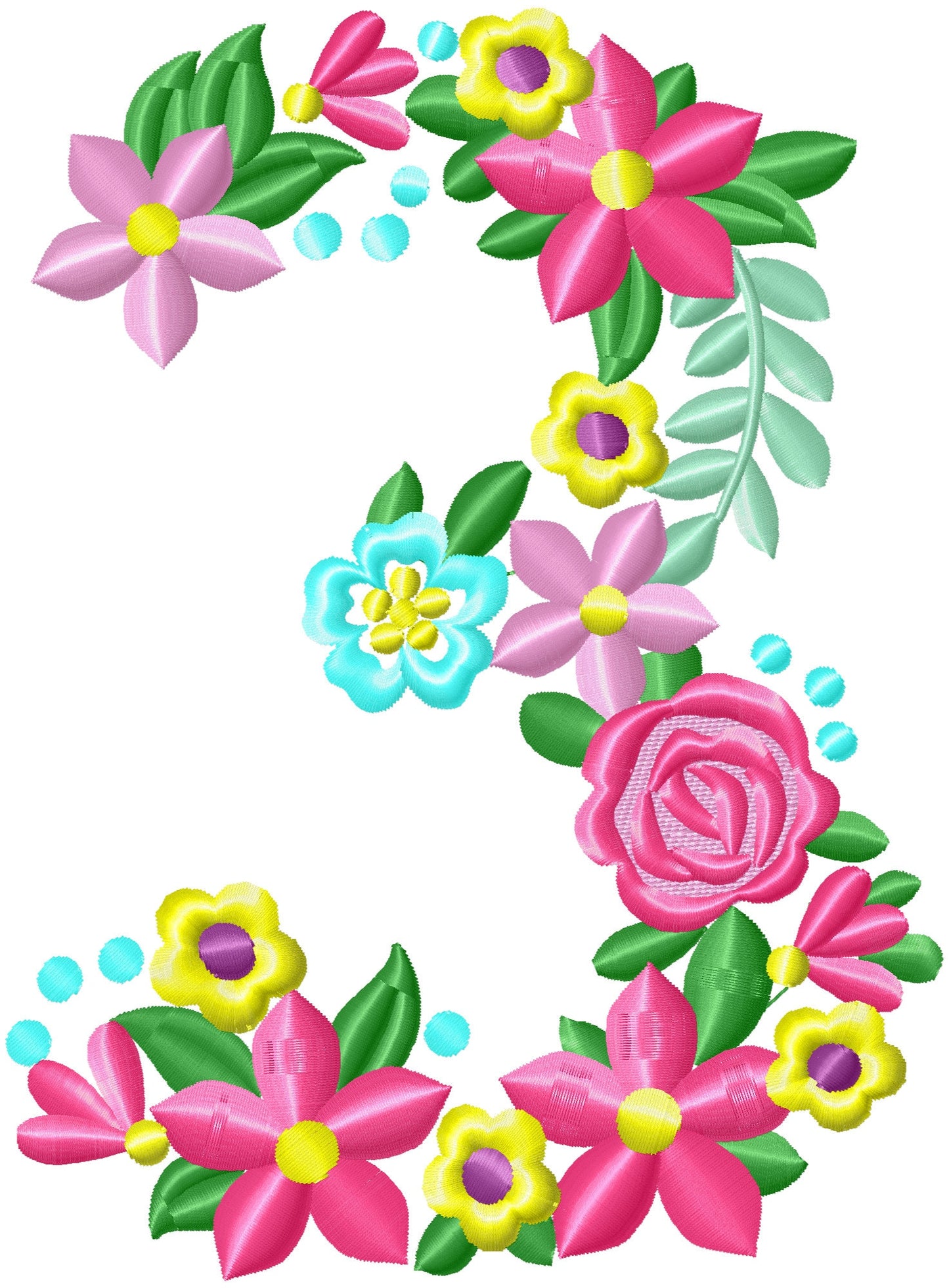 Country Floral Numbers Set 0-9 – Floral embroidery design by Artapli