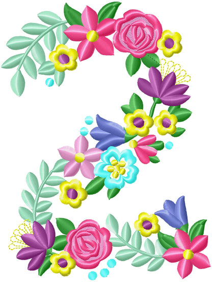 Country Floral Numbers Set 0-9 – Flower embroidery pattern by Artapli