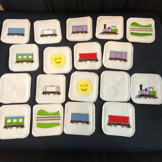 Memory game Train In The Hoop machine embroidery designs kids match game railway locomotive