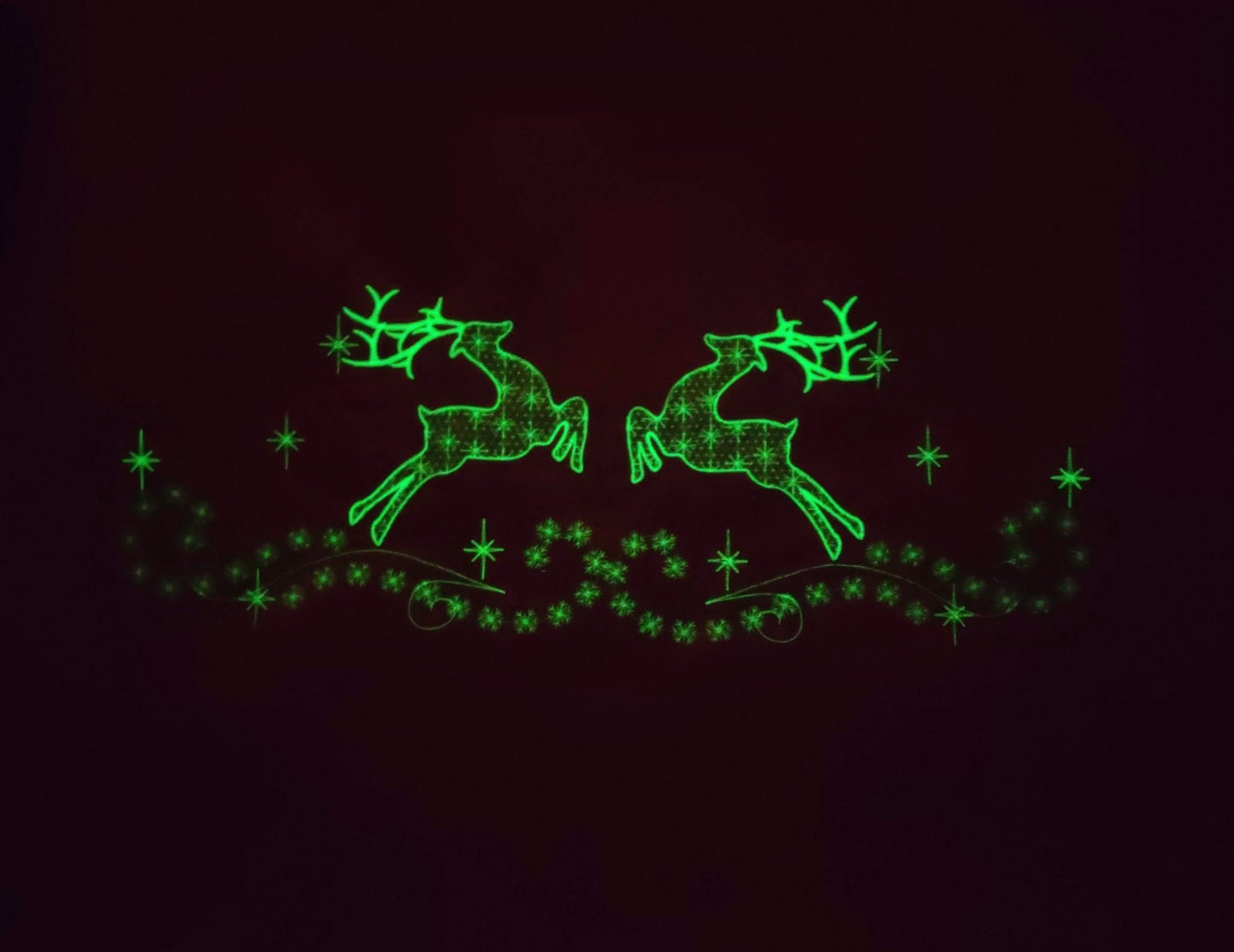 Reindeer glow in the dark machine embroidery designs Merry Christmas Deer Table runner Christmas skirt Banner Garden flag