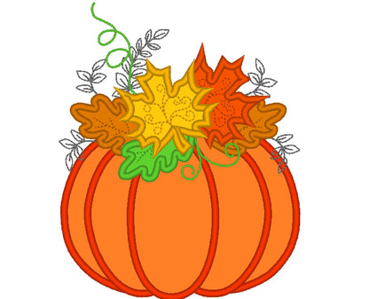 Wreath Leaves Pumpkin Applique - image 2