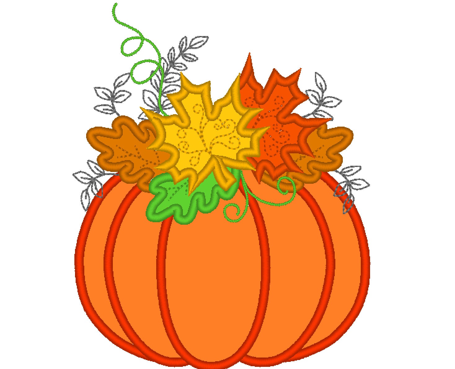 Fall Pumpkin Applique Embroidery 4" 5" 6" 7" 8" 10" | PES DST JEF | Artapli