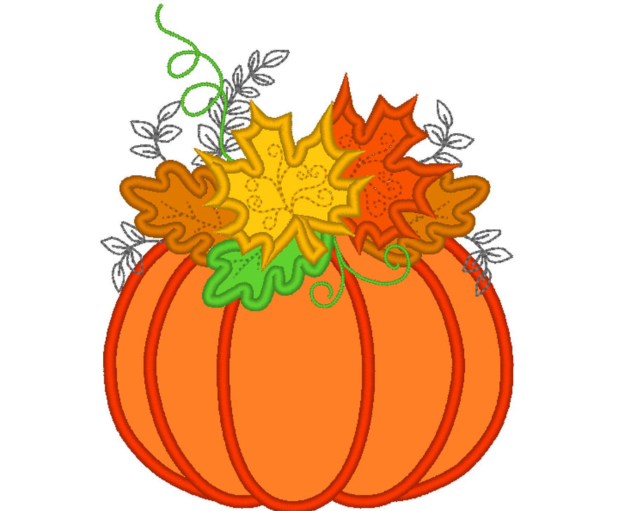 Fall Pumpkin Applique Embroidery 4" 5" 6" 7" 8" 10" | PES DST JEF | Artapli