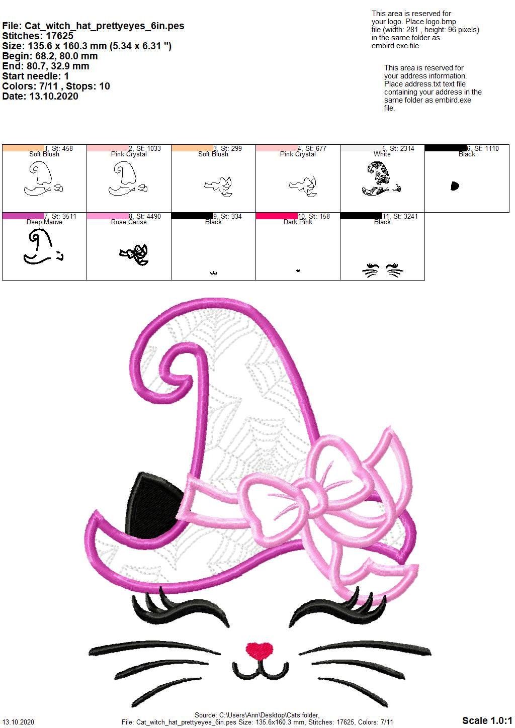 Spider web  Witch Cat – Cat embroidery pattern by Artapli