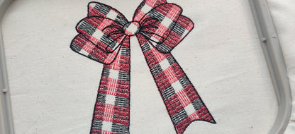 Gingham Checked plaid Christmas bow machine embroidery designs assorted sizes Christmas decoration