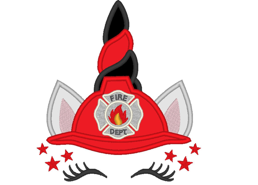 Firefighter Unicorn Applique - image 1