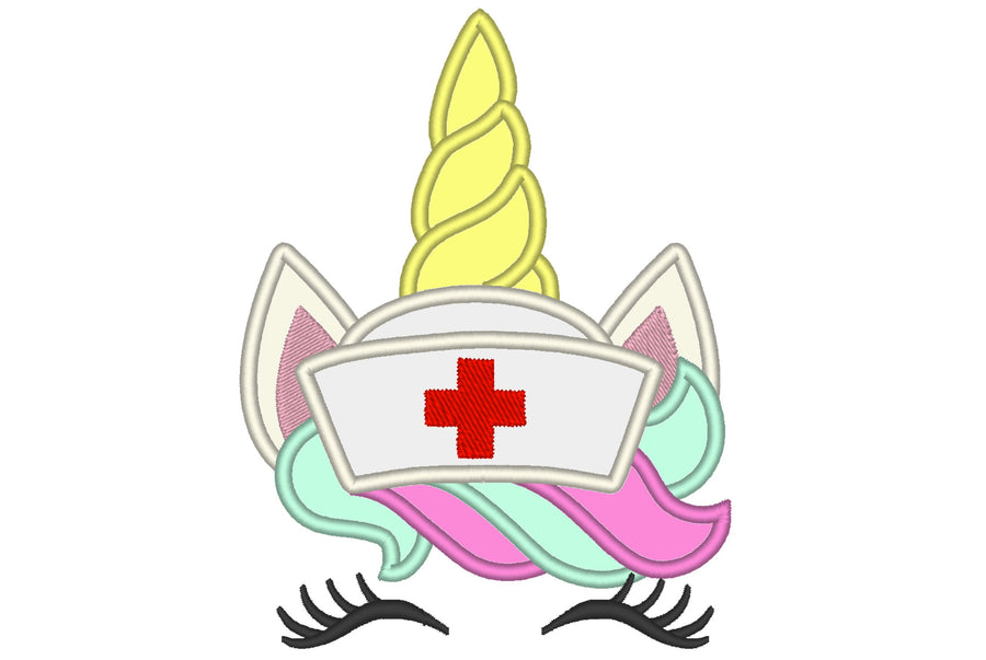 Doctor Nurse Unicorn Head Machine Embroidery 4" 5" 6" 7" 8" 10" | PES DST JEF | Artapli