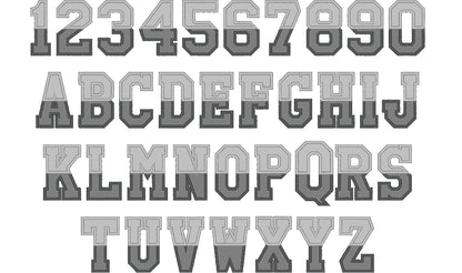 Athletic Block Split Font – Embroidery 2" 2.5" 3" 4" 5" 6" | BX PES DST JEF | Artapli