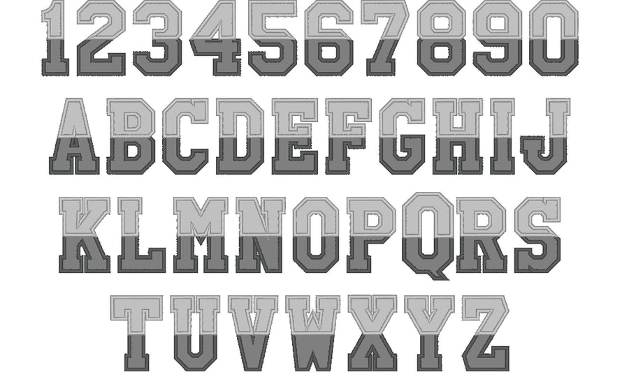 Athletic Block Split Font – Embroidery 2" 2.5" 3" 4" 5" 6" | BX PES DST JEF | Artapli