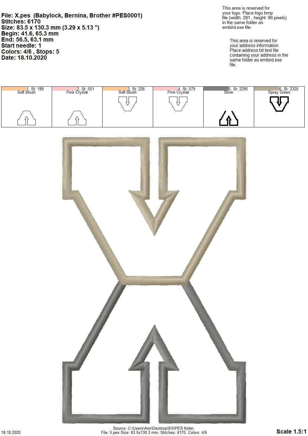 Athletic Block Split Font – Appliqué machine embroidery design by Artapli