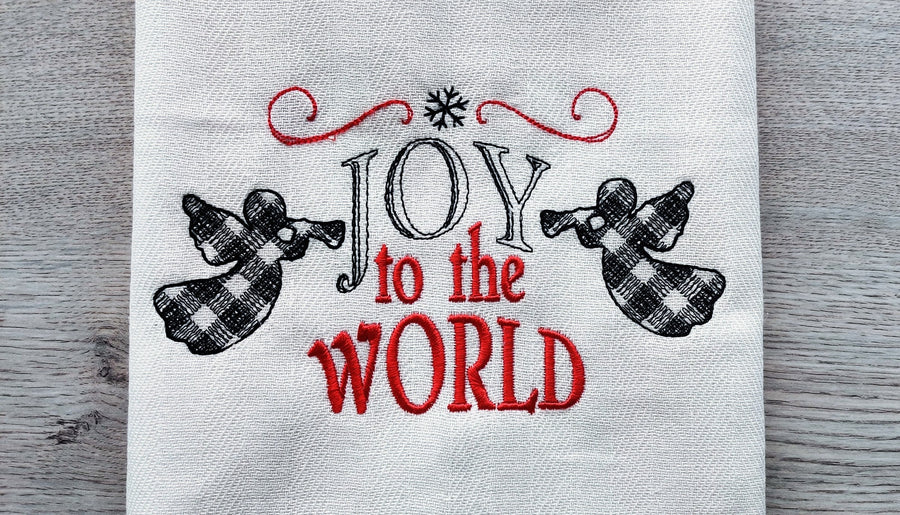 Joy to the world Merry Christmas gingham old fashioned classic Kitchen | Artapli - image 1
