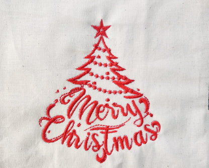 Merry christmas saying tree outline Machine Embroidery Designs