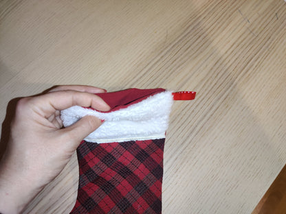 Gingham plaid 2 types Christmas Stockings with cuff, Sock for advent, Easy to make In The Hoop ITH machine embroidery design Quilted