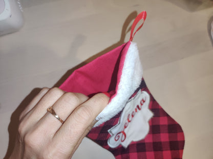 Gingham Plaid 2 Types Christmas Stockings and Mini Font Advent Socks ITH project simply in the Hoop Machine Embroidery Designs Quilted