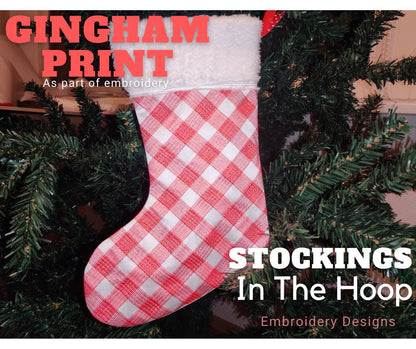 Plaid Christmas Stockings 2 Types In-the-Hoop Embroidery | PES DST JEF | Artapli