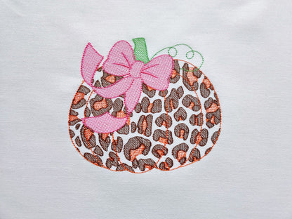 Leopard Pumpkin with Bow – Sizes 4.5" 5" 6" 7" 8" 10" Digital Embroidery File | Artapli
