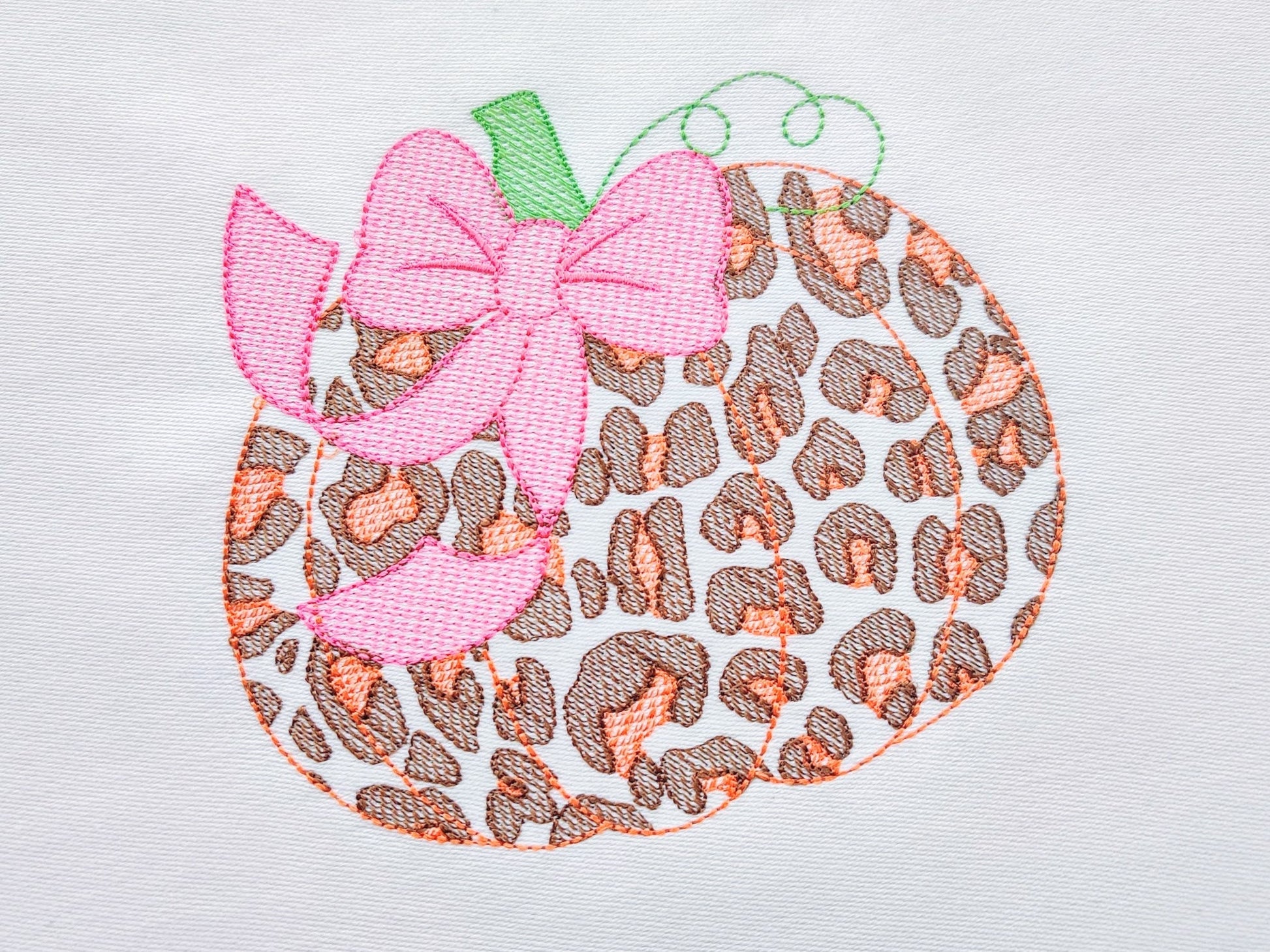 Leopard Pumpkin with Bow Machine Embroidery 4.5" 5" 6" 7" 8" 10" | PES DST JEF | Artapli