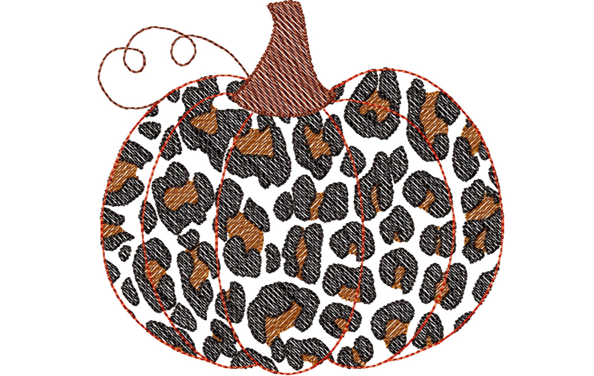 Light stitch  Leopard print Fall Pumpkin Machine Embroidery 4.5" 5" 6" 7" 8" 10" | PES DST JEF | Artapli