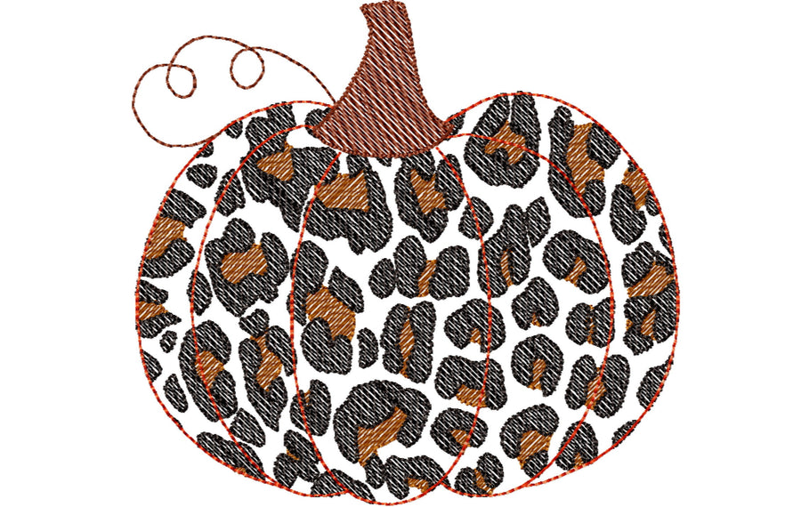 Light stitch  Leopard print Fall Pumpkin Machine Embroidery 4.5" 5" 6" 7" 8" 10" | PES DST JEF | Artapli