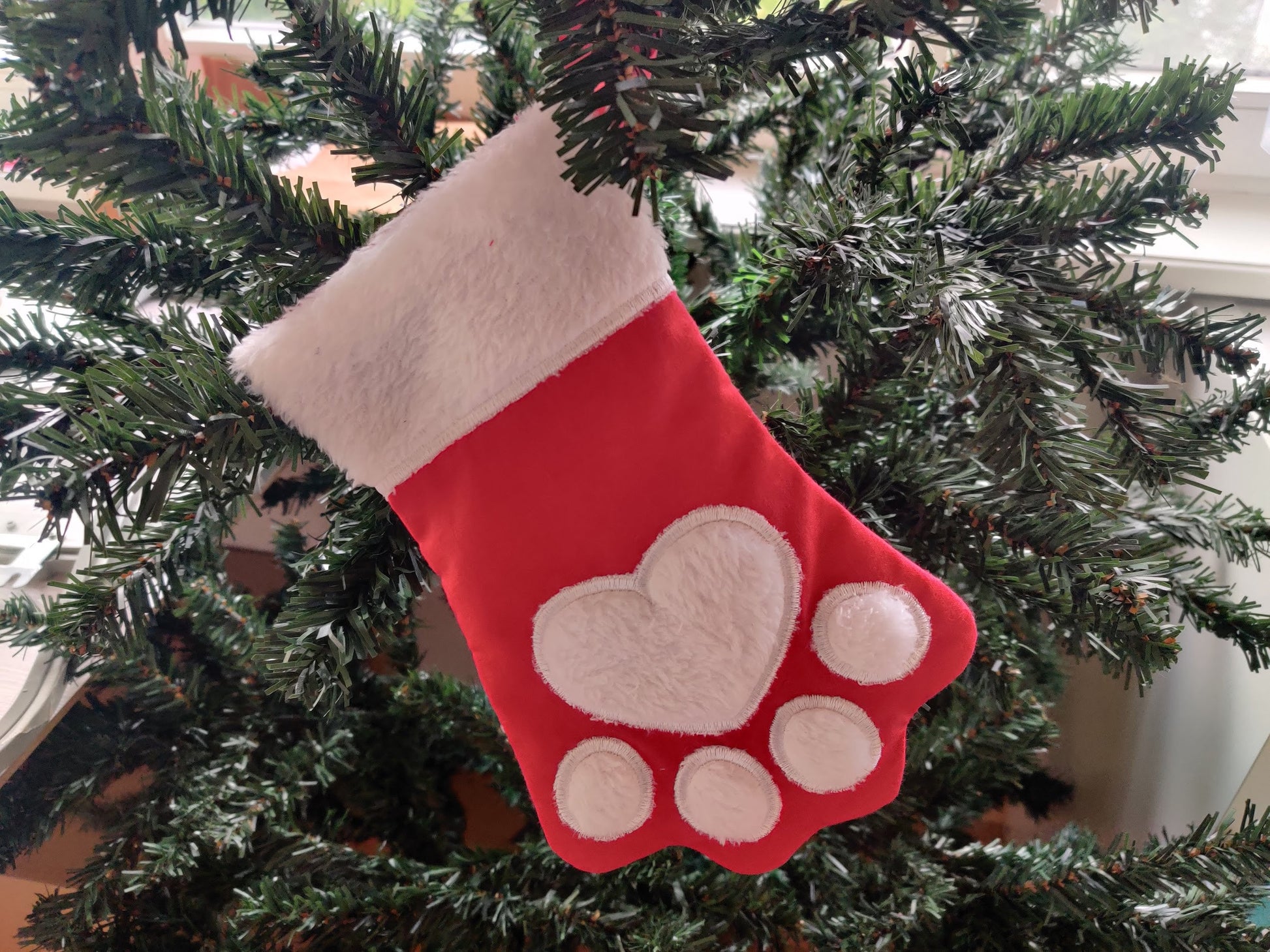 Paw Christmas Stockings and mini font Advent Socks In The Hoop ITH project machine embroidery designs