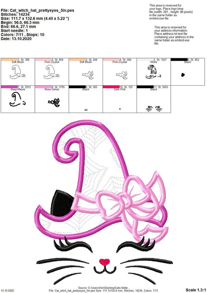 Spider web  Witch Cat – Appliqué embroidery design by Artapli