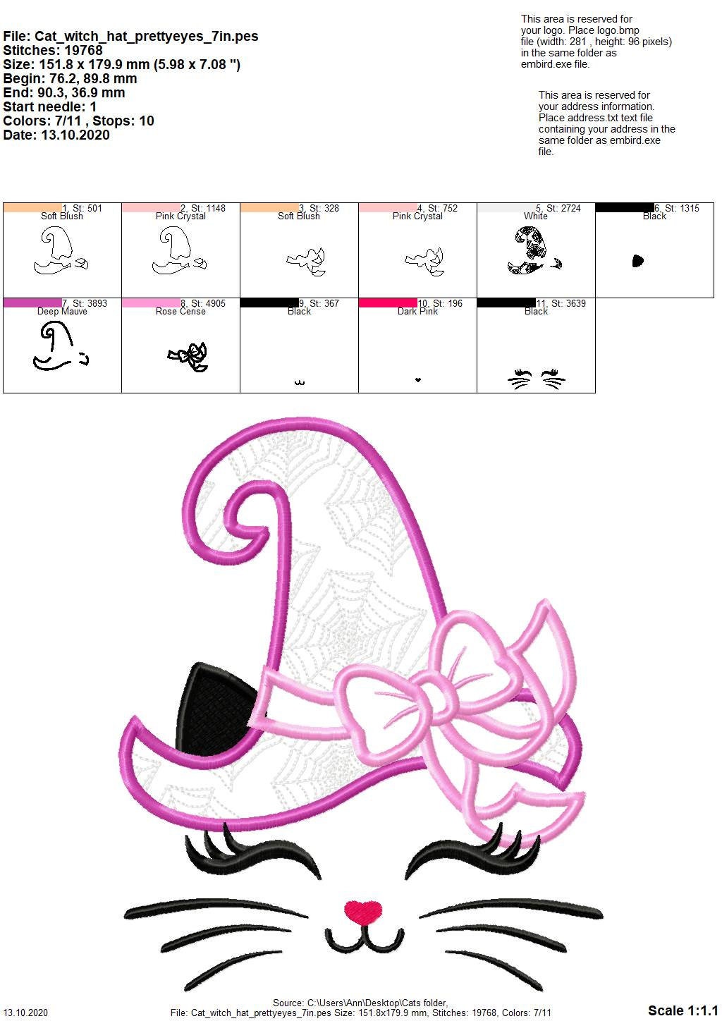 Spider web  Witch Cat – Halloween embroidery design instant download by Artapli