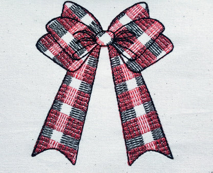 Gingham Checked plaid Christmas bow machine embroidery designs assorted sizes Christmas decoration