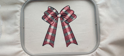 Gingham Checked plaid Christmas bow machine embroidery designs assorted sizes Christmas decoration