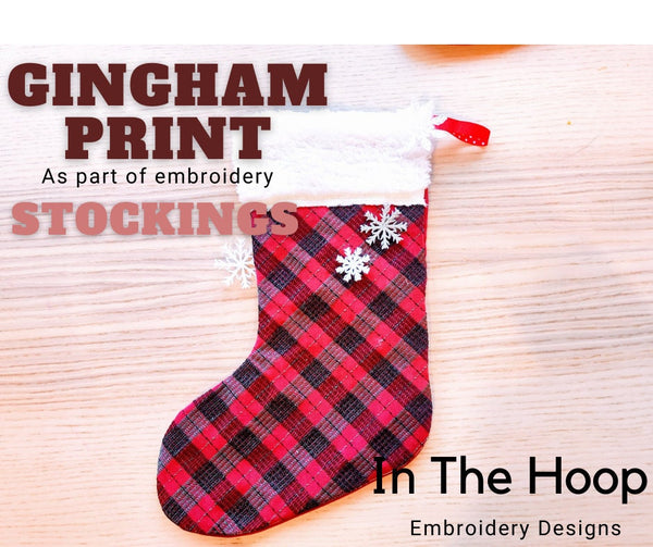 Gingham Plaid Christmas Stockings 2 Types