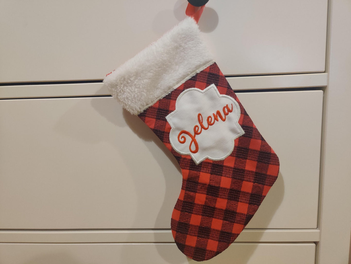 Gingham Plaid 2 Types Christmas Stockings and Mini Font Advent Socks ITH project simply in the Hoop Machine Embroidery Designs Quilted