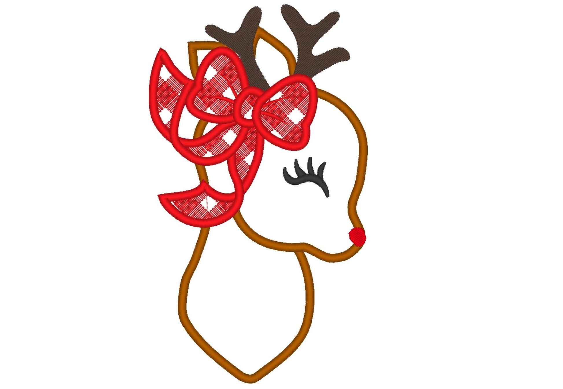 Deer Gingham Tartan Plaid bow Christmas pajama applique machine embroidery designs