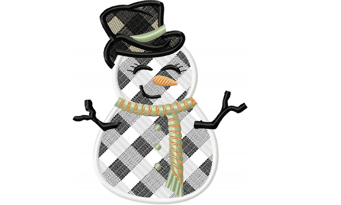 Gingham Plaid Snowman Applique – Instant Download | Artapli
