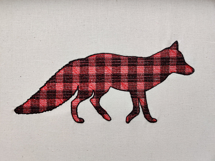 Gingham Plaid Fox Outline