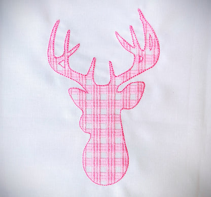 Gingham plaid stitch Deer Silhouette Machine Embroidery 2" 3" 4" 5" 6" 7" | PES DST JEF | Artapli