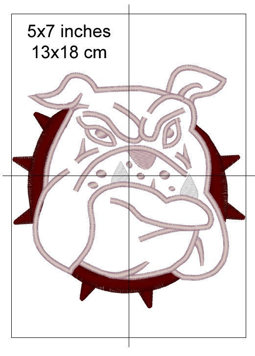 Bulldog with spiked collar fill stitch and Applique machine embroidery designs