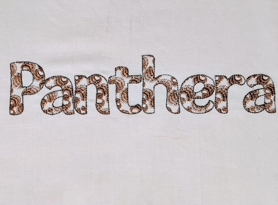 Leopard patterned Font Diana – Embroidery 1.3" 1.5" 1.7" 2" 2.5" 3" | BX PES DST JEF | Artapli
