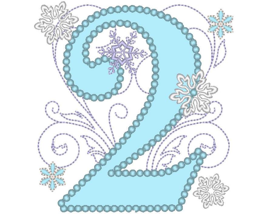 Frozen Swirl Birthday Number 2 Two Machine Embroidery 4" 5" 7" | PES DST JEF | Artapli