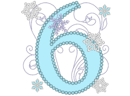 Frozen Swirls Birthday Number Six Machine Embroidery 4" 5" | PES DST JEF | Artapli