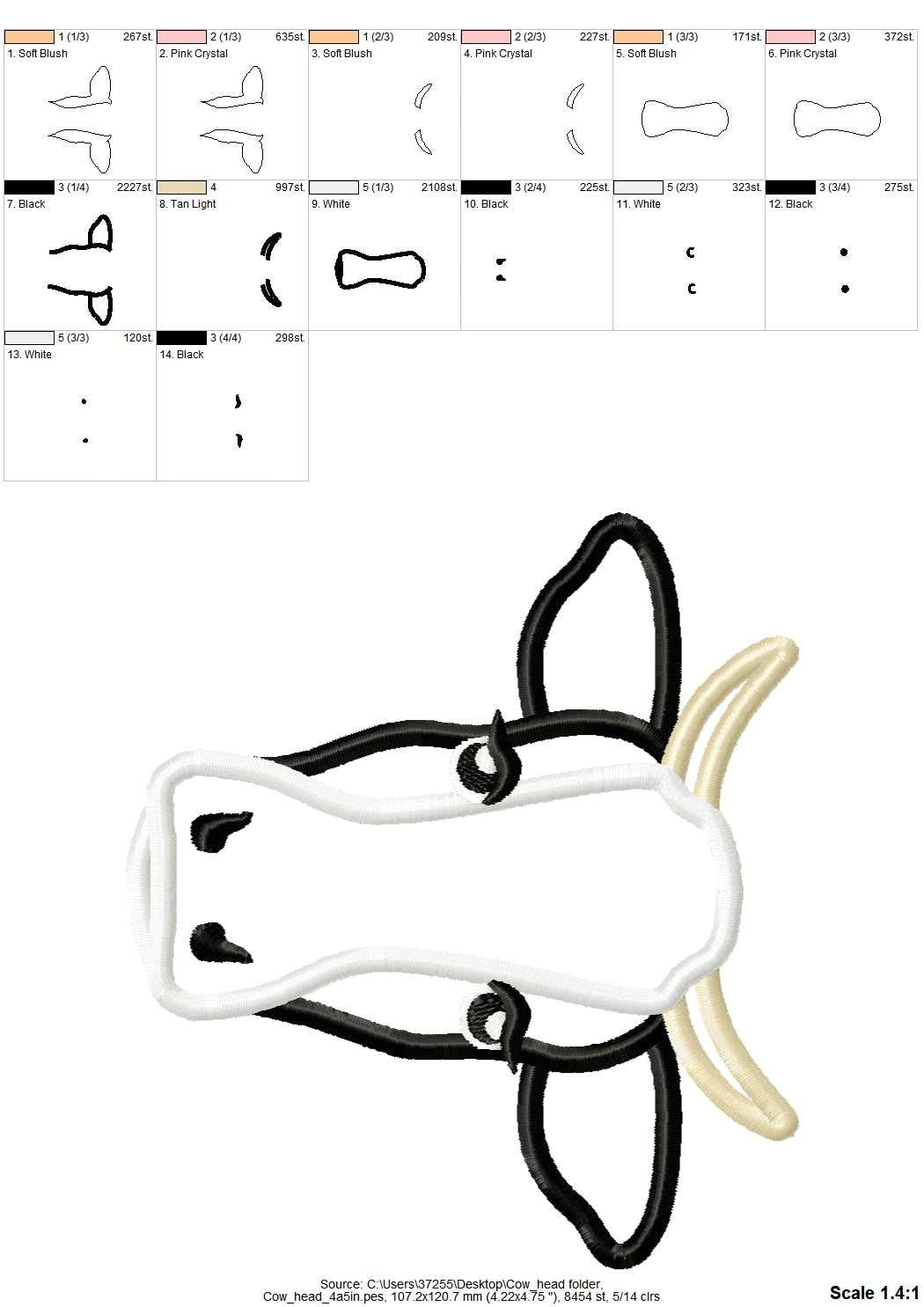 Bull, cow face, cow head, cow boy, Farm, cow applique, little bull - cute farm theme machine embroidery applique designs