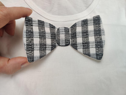 Gingham Plaid Neck Bowtie – 3D machine embroidery design by Artapli