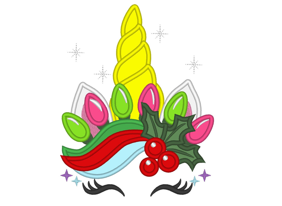 Christmas lights crown Unicorn Horn lights crown applique machine | Artapli - image 1