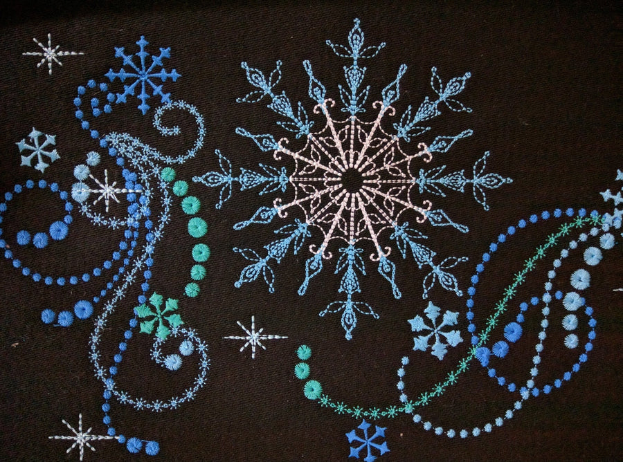 Frozen Swirl Sparkle Tail Snowflake Set Machine Embroidery 4" 5" 6" 7" 8" 1.5" | PES DST JEF | Artapli