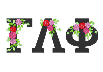 Floral Greek Font – Embroidery 2" 2.5" 3" 3.5" 4" 5" | BX PES DST JEF | Artapli