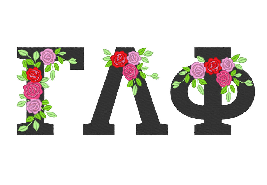 Floral Greek Font – Embroidery 2" 2.5" 3" 3.5" 4" 5" | BX PES DST JEF | Artapli