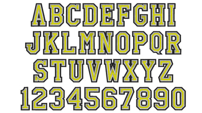Three Colors Fill Stitch Athletic Font – Embroidery 2" 3" 3.5" 4" | BX PES DST JEF | Artapli
