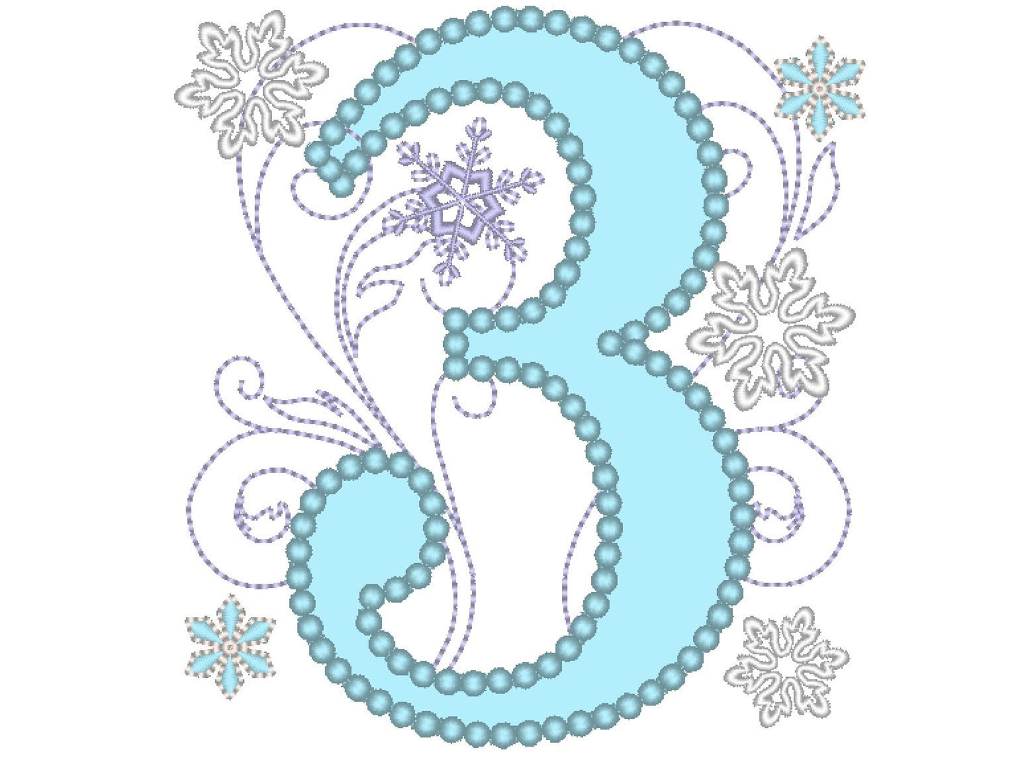 Frozen Swirls Birthday Number Three Machine Embroidery 4" 5" | PES DST JEF | Artapli