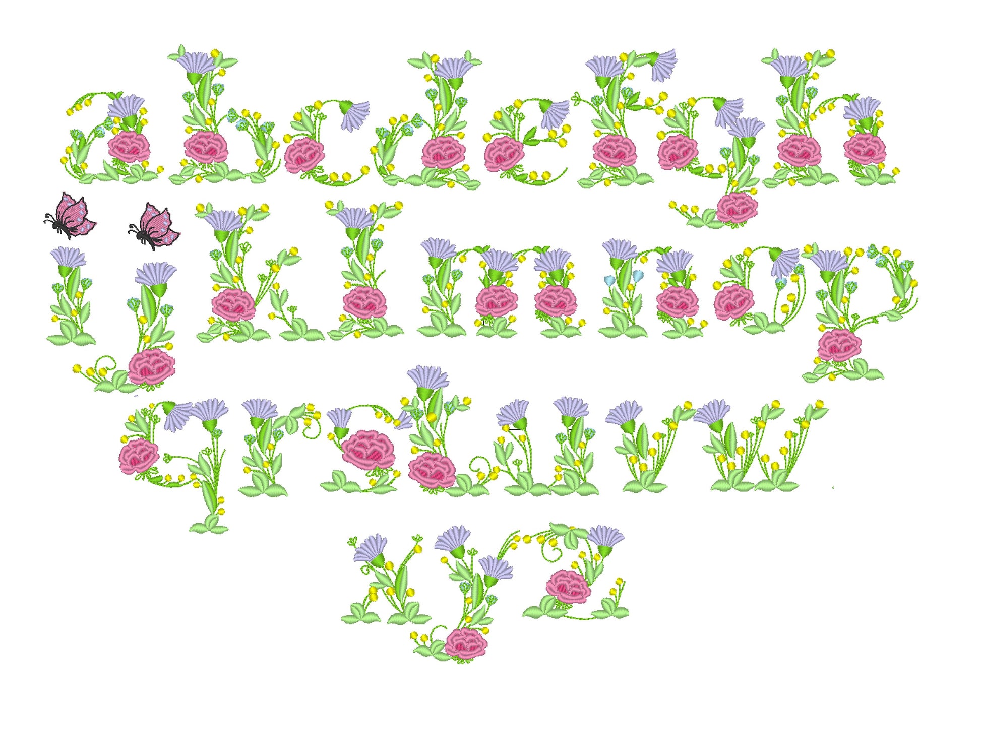 Floral Font Lowercase Letters a-z – Instant Download | Artapli